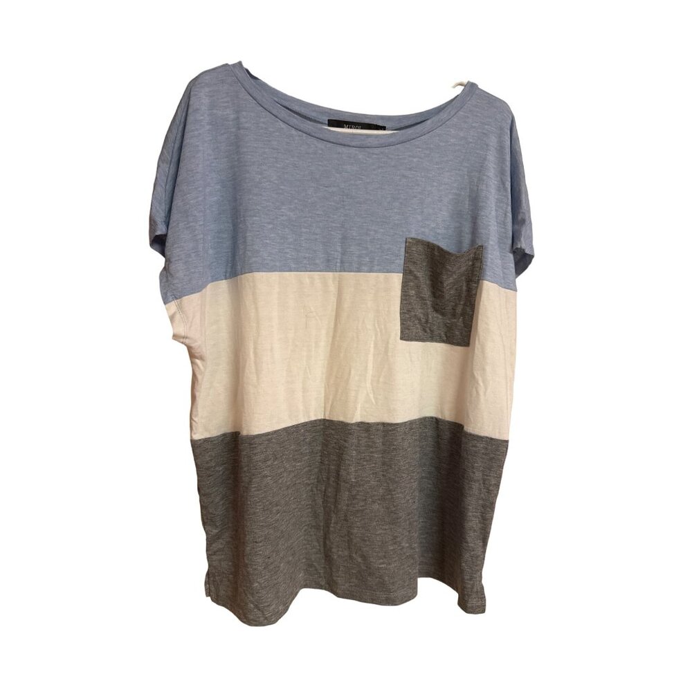Color Block Oversized T-Shirt With Pocket By Mirol Size XL